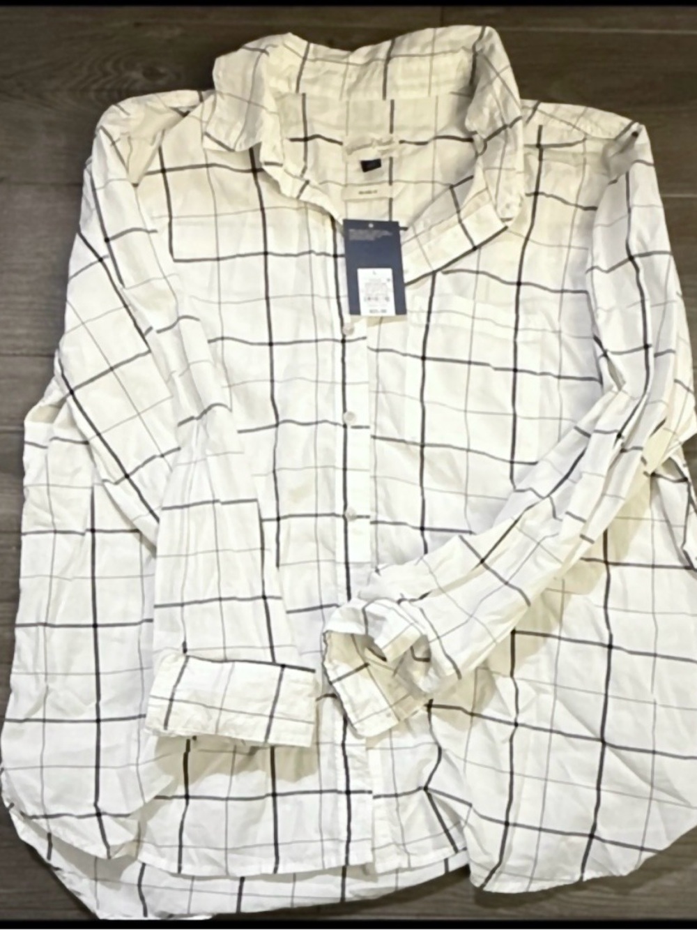 Universal Thread Cream Plaid Button Down Shirt Large NWT Lightweight Oversized